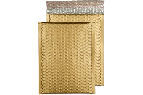 Blake Purely Packaging C5+ 250 x 180 mm Pochettes Enveloppes à Bulles Rembourrée Mat Métallique (MTMG250) Or Métallique - Boîte de 100