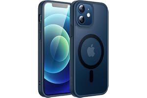 ‎JETECH JETech Magnetyczna Etui dla iPhone 12/12 Pro 6,1 Cala Kompatybilny z MagSafe, Półprzezroczysta Matowe Tylna Szczupły Odporny na Wstrząsy Case (Niebieski)