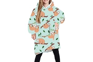 ADISPUTENT Kids Blanket Hoodie Oversized Snuggle Fluffy Sweatshirt Fleece Blanket with Giant Pocket Soft Warm Cozy Sherpa Hoodie Wearable Blanket for Teens Girls Boys