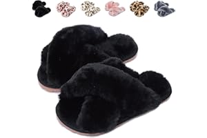 Fadezar Slippers Women Girls Winter Warm Plush Slippers Cuddly Fluffy Slippers Soft Comfortable Non-Slip Slippers for Children