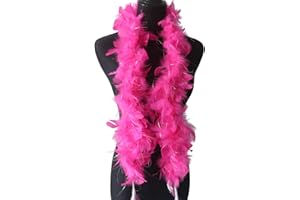 TOZBLEU Boas de plumas,Boas para disfraces,Boa de plumas de 120 cm,Boa Plumas,Accesorio de Disfraz,charlestón,años 20,conciertos,Flapper, Carnaval,Fiesta temática,Disfraz(Rosa roja + seda coloreada)