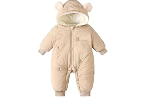 GigaCircle Acolchado Mono Bebe Invierno, Cute Bear Buzo Bebe Invierno Ropa Bebe Niño Biña, Warm Mameluco Bebe Invierno, 3-24 Meses