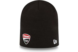 New Era Adult's Knit Rubber Logo Ducati Motor Bike Logo Beanie Knit Hat Black