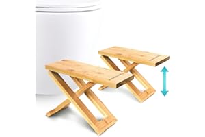 Top Life Taburete fisiológico de Inodoro de bambú - Taburete de tocador de Madera - Reposapiés Plegable y de diseño - Tratamiento Natural del estreñimiento Recomendado por los médicos