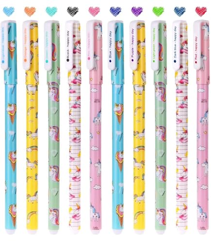 10-in-1 Multicolor Stifte – 3er Set, Einhorn Design, Retractable, Für Schule & Büro