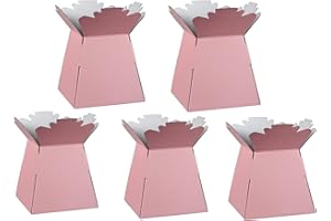 HOMESHOP3000 Flower Bouquet Boxes Florist Packaging Gift Craft Box Vase – Holder for Flowers, Bouquets, Plants, Sweets – Decoration for Wedding, Birthday, Anniversary, Floral Arrangement – Pack of 5 – Baby Pink