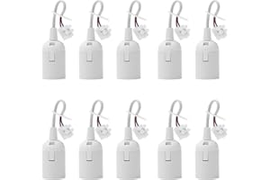 HOMEJOY 10 sztuk oprawek do lampy E27, oprawka zapasowa, uchwyt do renowacji, uchwyt lampy 4 A, 250 V, oprawka z kablem do salonu, żyrandola, kuchni, sypialni, żarówki, akcesoria (białe)