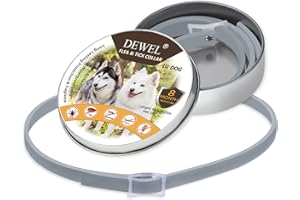 DEWEL Zeckenhalsband für Hunde, 63.5cm Verstellbar Floh-und Zecken Halsbander, Wasserdicht Anti-Zecken und Flöhe