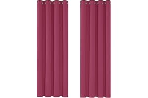Deconovo Blackout Curtains Bedroom, Thermal Curtains for Living Room, 52 x 84 Inch, Fuchsia, 2 Panels