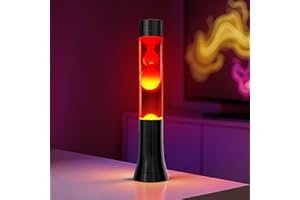Lamptobe Lampada Lava, Cera Rossa, Liquido Bianco, Lampada di Lava con 2 Lampadine Incluse, Base e Cappuccio Neri, Lavalamp per Decorazioni per la Casa, Natale, Feste