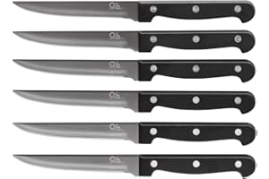 MOPITA SMART LIVING Q.b. by MOPITA, Set 6 Coltelli Bistecca Con Lama Liscia in Acciaio Inox, Lama 11,25cm, Kit Coltelli 6 Pezzi Con Manico Rivettato in Plastica Propilenica, Lavabile in Lavastoviglie