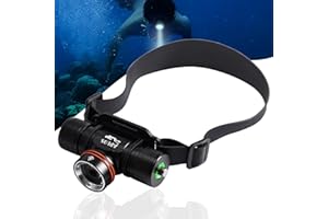 APLOS H800 Scuba Diving Head Torch, 3500 Lumens Professional Underwater Headlamp with TIR Lens, Power Indicator, IPX68 Waterproof Dive Headlight for Caving, Snorkeling, Spearfishing