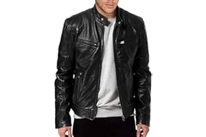 SCHAFSCHIL Mens leather jacket Lambskin Biker Style Leather Jacket, Vintage Genuine leather Motorcycle jacket, Cafe Racer Real Leather Jacket mens