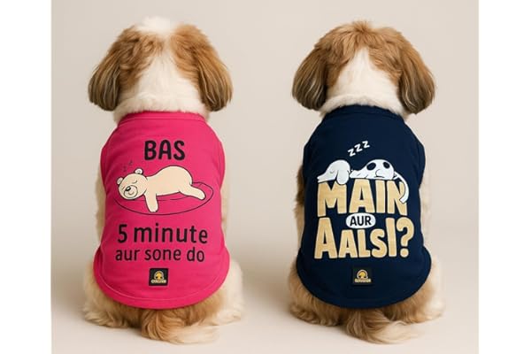 Golden Tails Printed Pet T-Shirts for Dogs and Cats, Pine Green and Navy Blue, Set of 2 Tshirts (Medium, 16 Inches)