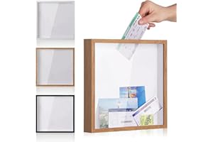 FNAEKIER Travel Adventure Archive Shadow Box,8 Inch Concert Travel Ticket Stub Me-mory Top Loading Shadow Keepsake Box With Slot, Clear Money Box, Me-mory Frame Boxes For Keepsakes