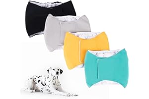 Crea Billy-Fascia per Cani Maschi.Incontinenza Cani Anziani.Pannolini Mutande per Cani.Lavabili,in Cotone. 4 PEZZI (Giallo,Grigo,Verde,Nero) S