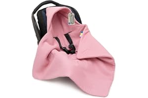 Solvera_Ltd Einschlagdecke Babyschale Winter Herbst für Babyschale, Kinderwagen, Kindersitze und Maxi Cosi - für Neugeborene und Kleinkinder 80x80cm, mit Kapuze und Klettverschluss Ganzjährig (Rosa)