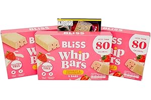 Gluten Free Bliss Whip Bars Strawberry & Yoghurt | Under 80 Calories | High Fibre | Vegetarian Cereal Bars | 3 x 5 Packs with Kitchen Fella 14-Day Healthy Eating Challenge