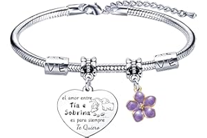 Lumengqi Pulsera con Grabado Colgante: La mejor tía del mundo Regalos de cumpleaños para Mujer Pulsera de Plata