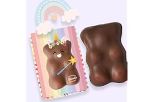 CHOCODIC Ourson Guimauve XL | Guimauve Vanille enrobé de Chocolat Lait ou Noir | Anniversaire Remerciement Fête des Pères Plaisir d'offrir Saint Valentin Fête des Mères Pâques Noël (Licorne, Chocolat Lait)