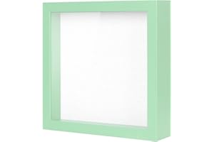 Muzilife Cornice portafoto 3D da riempire, 20 x 20 cm, in legno profondo, con pannello in vetro, come regalo per famiglia, amici, foto (verde, 20 x 20 cm)