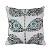 Produktbild 43 x 43 cm marokkanischen Geometrische Design Original Fliesen Kissen Cover – Weiß mit Stiel in Marineblau, Jade, Türkis, Grün – Original Stiel Fliesen