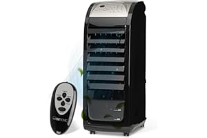 Clatronic LK 3742 chłodziarka powietrza, 70 W, 3 w 1 – chłodziarka powietrza/nawilżacz powietrza/oczyszczacz powietrza, 4 kółka do zastosowań mobilnych, kolor czarny