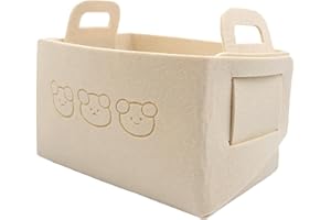 XIASHENG 1 Pieza Cestas Rrganizadoras Plegable 18 x 13 x 12cm,Bolsa de Fieltro,Caja organizadora de estantes,Caja Plegable,Cesta de Juguetes de Fieltro para Madera,Juguetes,Frutas y Hortalizas-Beige