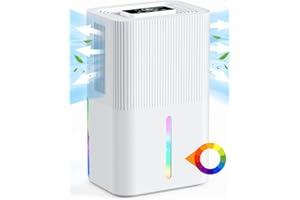 MAIDELLAIR Déshumidificateurs 2,7L pour la Maison, Déshumidificateur Électrique pour Chambre, Silencieux et à Commandes Tactiles, Arrêt Automatique et 7 LED, Déshumidificateur Maison, Chambre, Moisissures, Bain