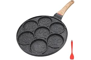 Bobikuke Poêle à Pancakes Induction, Poêle à Crêpes pour Enfants Antiadhésif Plat à Crêpes pour le Petit-Déjeuner, 26cm (Noir)