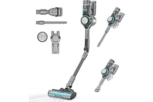 Vozascly F10 Flex Aspirapolvere Senza Fili, 3-in-1 Scopa Elettrica Senza Fili Potente con Tubo Pieghevole, 5 Livelli Aspirazione, sensore di polvere intelligente, per Tappeti/Pavimenti/Sotto il letto