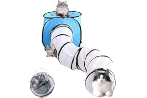 Túnel para Gatos, Wuudi Túneles Extensible Plegable Casa del Laberinto del Juguete para Gato Conejos Cachorro Conejo en Interiores y Exteriores