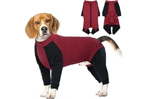 Hjyokuso Pyjama pour chiens de petite, moyenne et grande taille, vêtements pour chiens avec pattes, vêtements pour animaux de compagnie avec fermeture éclair, combinaison de récupération pour chiens