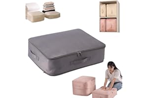 HOPASRISEE Compression Duvet Storage Bag Large Capacity, Ultra Space Saving Self Compression Organizer, Heavy Duty Moving Bags, Self Compression Moving Organizer Bags for Comforters, Clothes (Grey,L)