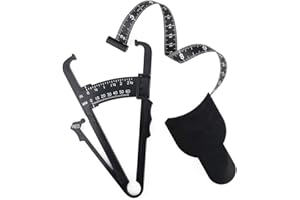 SMGDA Body Fat Caliper and Body Measuring Tape, Portable Skinfold Body Fat Caliper and Retractable BMI Tape Measure Tool Set Includes English Manual for Weight-Loss Skin Fold Fitness, Black