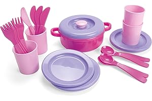 Dantoy Dinner Set for 4, Role Play Toys for Kids with 22 Pieces, Princess Pink, Multicolor, 16 x 13 x 18.5 cm
