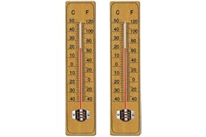 LND GIFTS 2 Traditional Wooden Room Thermometer to Measure Room Temperature - Can be used Indoor or Outdoor and is Ideal for Home, Office, Garden, Greenhouse or Garage