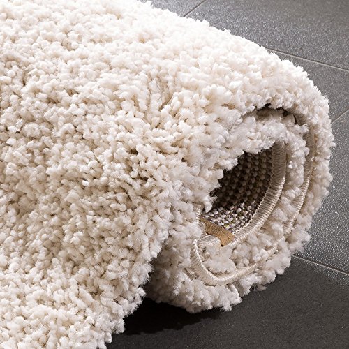Shaggy Teppich Rio XXL Super Shaggy Hochflor Langflor Uni Creme, Grösse:120×170 cm - 4