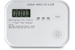 SEBSON Détecteur de Monoxyde de Carbone avec Écran, Alimenté par Pile, Alarme CO avec Bouton de Test, Lumière LED et Affichage LCD - Certifié en 50291