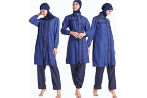 ziyimaoyi Modest Swimwear with Hijab Detachable, Muslim Swimsuit Islamic Modest Swimwear Beachwear Full Length Swimwear