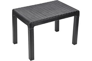 URBN GARDEN 40x60cm Outdoor Plastic Lightweight Coffee Table Patio Balcony Garden Furniture (Black)