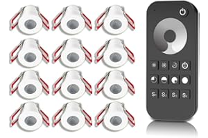 ‎LEDUX 1W LED Mini Einbaustrahler, Aluminium, IP65 Wassergeschützt, 3000K Warmweiß, Dimmbar, Mini-Einbauleuchten für Innen- und Außen, ideal für Terrassendach, Bad, Dusche uvm (Weiss, 12er-Set)