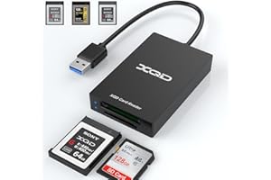ROCKETEK XQD Lector SD USB 3.0 Dual Slot Memory Card Reader es Compatible con XQD / SD / Sony M Series / Lexar USB Mark Card / SD / SDHC / SDXC / MMC / RS MMC Soporte Windows / Mac Linux etc.