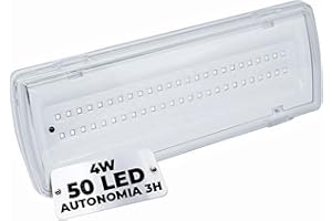 tempo di saldi Lampada Emergenza 4W con 50 LED, Misura 27 x 9,8 x 5,5 cm 3 Ore di Autonomia, Lampada Emergenza da Parete per casa, scale, garage, Plafoniera LED da Muro