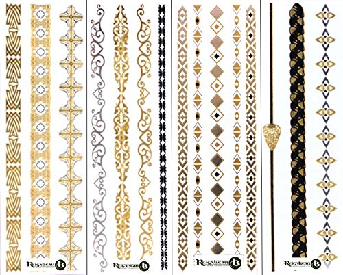 Beautiful Metallic Temporary Tattoo Bracelet Set - (Set 2) by ReignBeau B