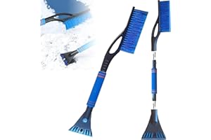 May Huang Raschietto per Ghiaccio Spazzola da Neve(2 in 1), Snow Brush Scraper di Ghiaccio per Auto, Raschietti per Ghiaccio Parabrezza con Impugnatura Antiscivolo per Auto, Camion, SUV (Blu)
