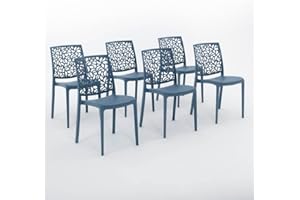 SIEDITI FUORI E DENTRO Chaises en résine avec Fibre de Verre empilables pour intérieur/Cuisine/Salle à Manger et extérieur/Jardin Anna (6 Chaises, Bleu Pétrole)