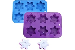 Accfore, stampi in silicone con fiocco di neve, confezione da 2 teglie per biscotti fatte a mano per sapone anche per cioccolatini, budini, gelatina, muffin, decorazione da cucina (blu/viola)