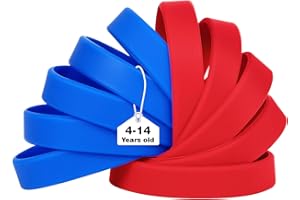 LVNRIDS 50 pezzi Braccialetti in Silicone Blu/Rosso, 18 cm Riutilizzabile Braccialetti Elastici in Gomma per Bambini, Bracciale Colorati per Feste, Eventi, Festival Musicali,Sport