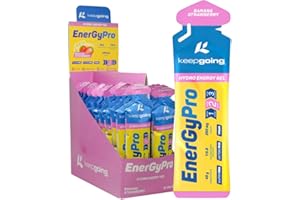 Keepgoing Gel Energético EnergyPro Sabor Fresa Plátano 12 uds x 75g | Energy Gel Ciclismo y Running | Ratio 1:0,8 Maltodextrina: Fructosa